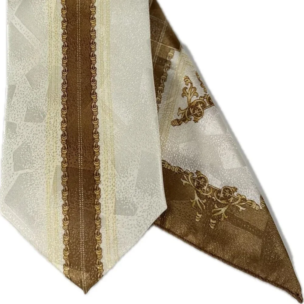 Fratello Boys Tie Hanky Set Cream Gold Yellow Beige Polyester 3.75